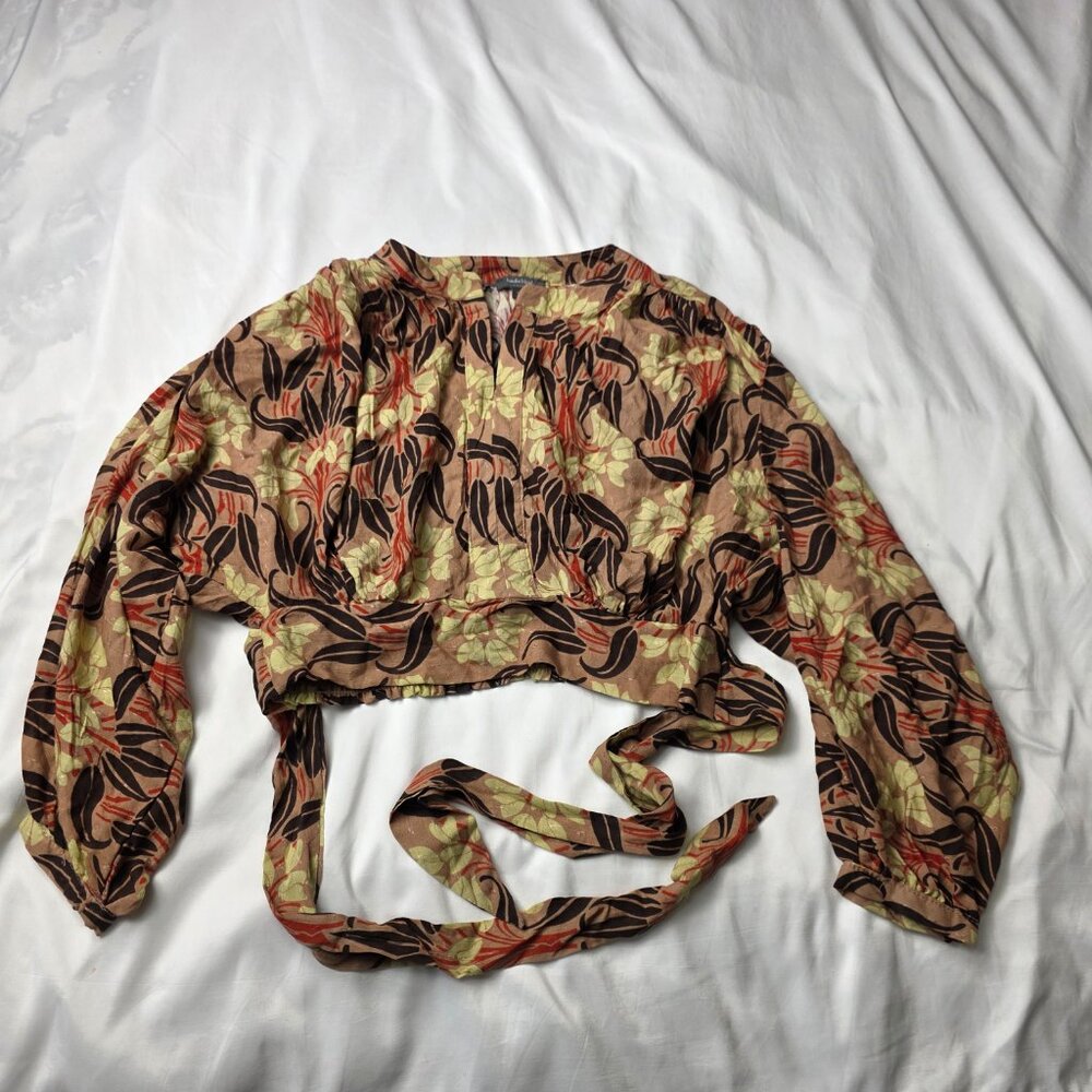 Haute Hippie Atelier Floral Wrap Crop Blouse - Picture 2 of 5